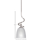 Capri One Light Mini Pendant in Brushed Nickel with 5" Clear Ribbed Shade