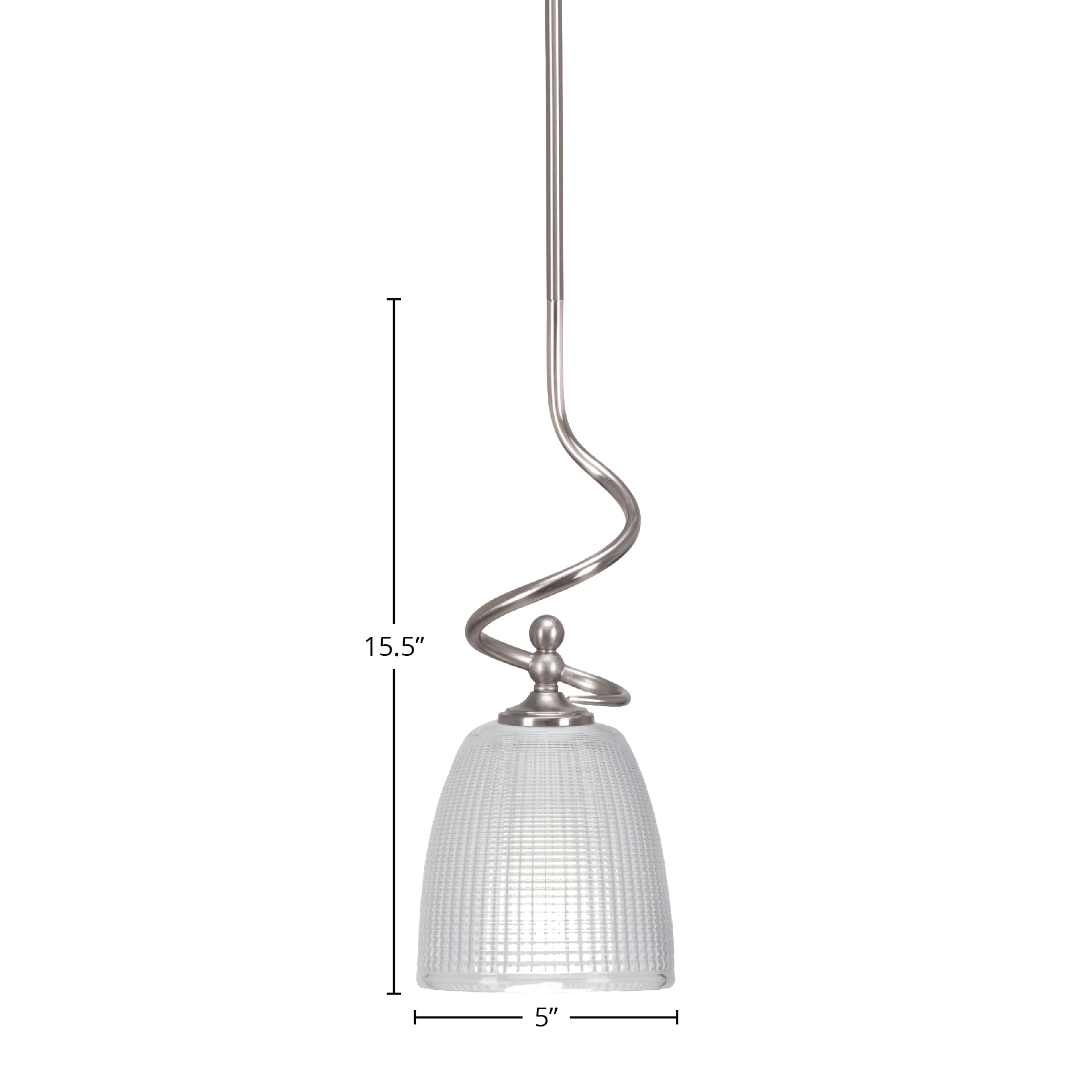 Capri One Light Mini Pendant in Brushed Nickel with 5" Clear Ribbed Shade
