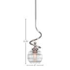 Capri One Light Mini Pendant in Brushed Nickel with 6" Clear Ribbed Shade