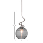 Capri One Light Mini Pendant in Brushed Nickel with 10" Smoke Ribbed Shade