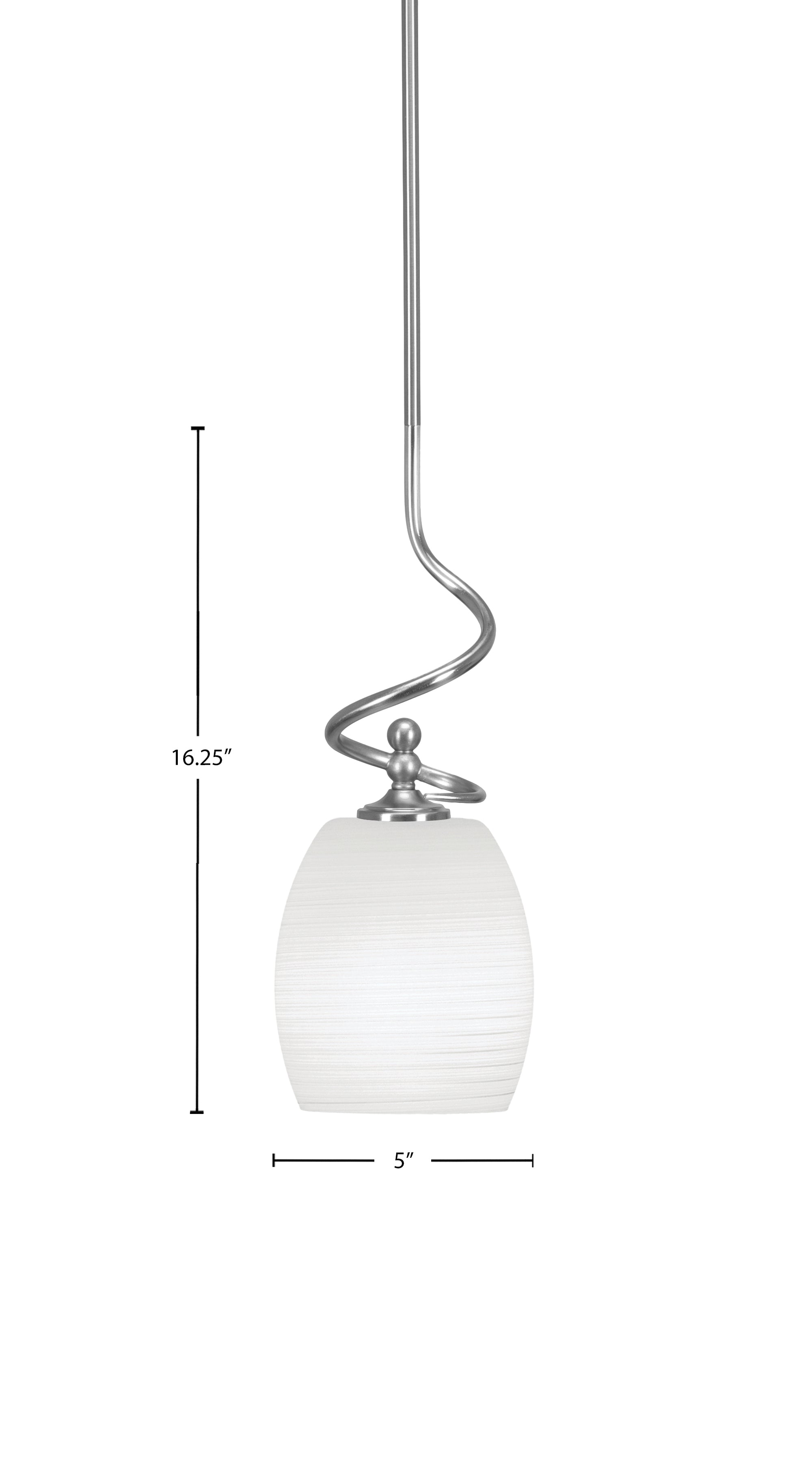 Capri One Light Mini Pendant in Brushed Nickel with 5" White Linen Shade