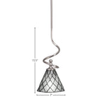 Capri One Light Mini Pendant in Brushed Nickel with 7" Diamond Ice Art Glass Shade
