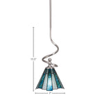 Capri One Light Mini Pendant in Brushed Nickel with 7" Sea Ice Art Glass Shade