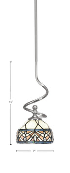 Capri One Light Mini Pendant in Brushed Nickel with 7" Royal Merlot Art Glass Shade
