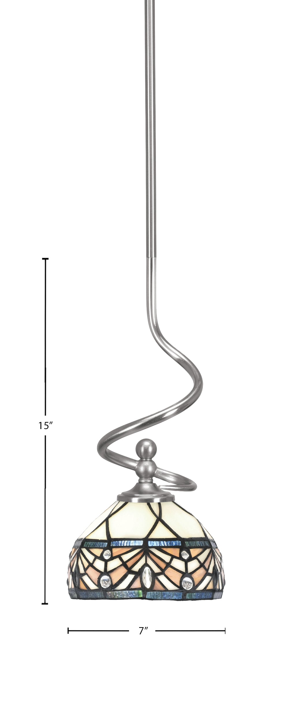 Capri One Light Mini Pendant in Brushed Nickel with 7" Royal Merlot Art Glass Shade
