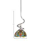Capri One Light Mini Pendant in Brushed Nickel with 7" Kaleidoscope Art Glass Shade