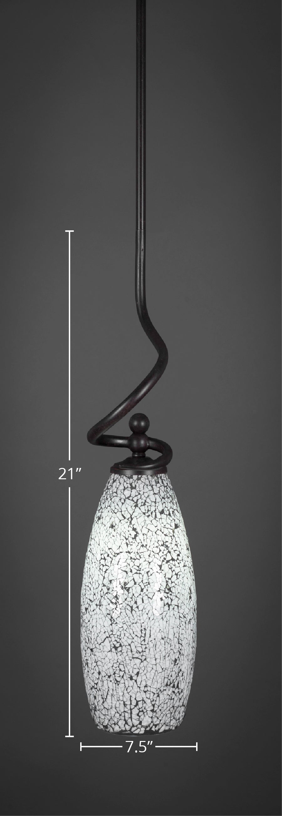 Capri One Light Mini Pendant in Dark Granite with 5.5" Black Fusion Shade