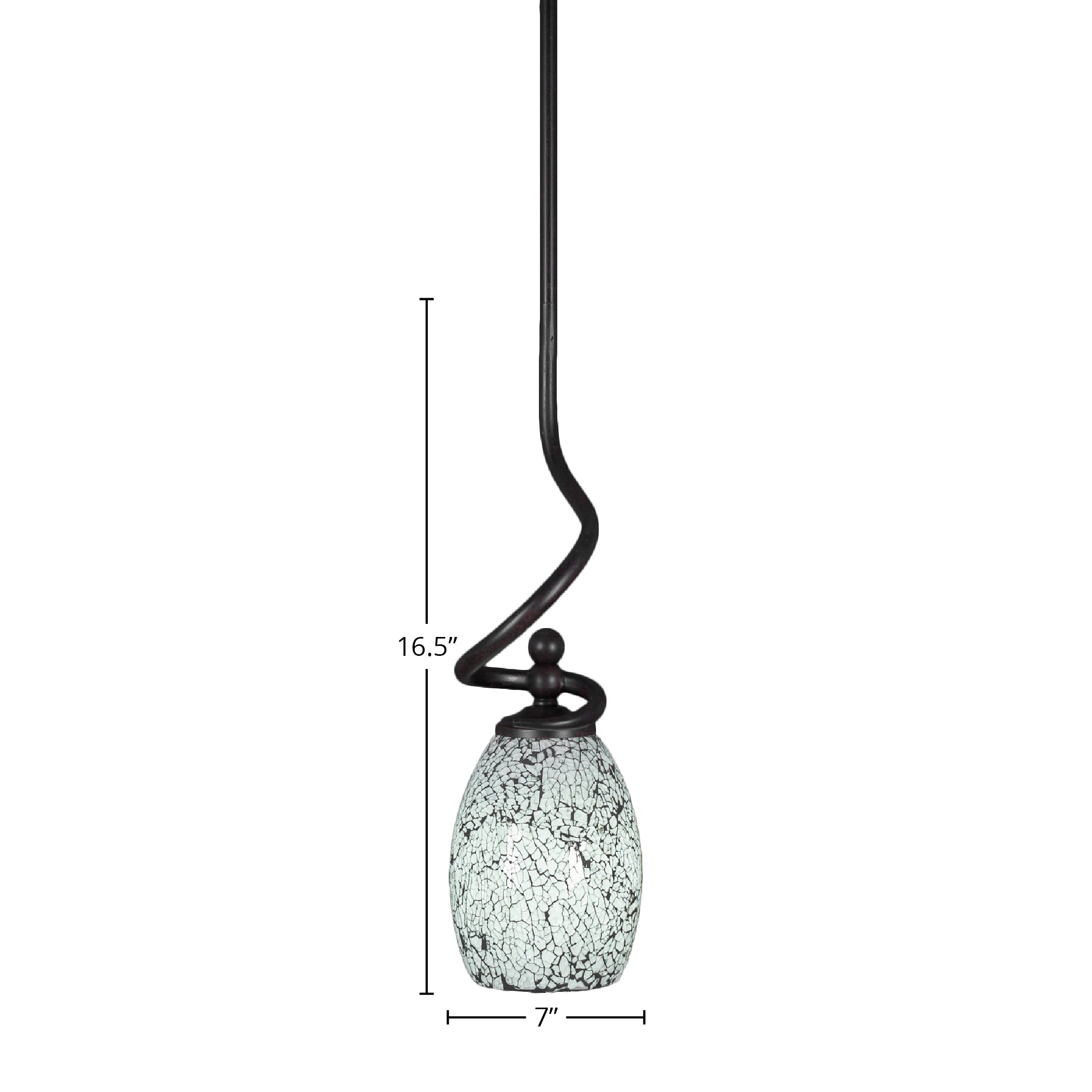 Capri One Light Mini Pendant in Dark Granite with 5" Black Fusion Shade