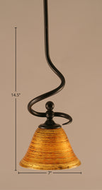 Capri One Light Mini Pendant in Dark Granite with 7" Firré Saturn Shade