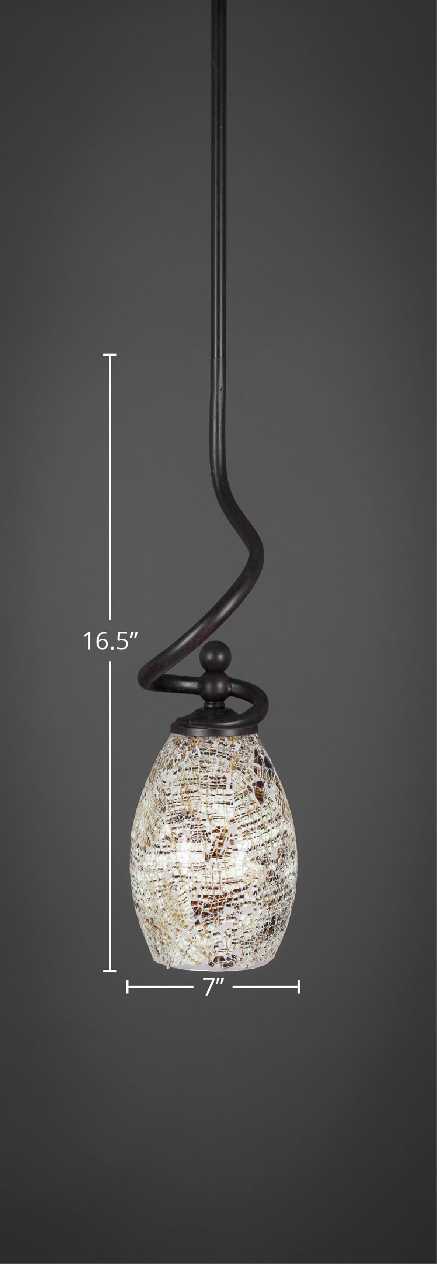 Capri One Light Mini Pendant in Dark Granite with 5" Natural Fusion Shade