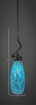 Capri One Light Mini Pendant in Dark Granite with 5.5" Turquoise Fusion Shade