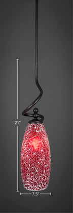 Capri One Light Mini Pendant in Dark Granite with 5.5" Red Fusion Shade