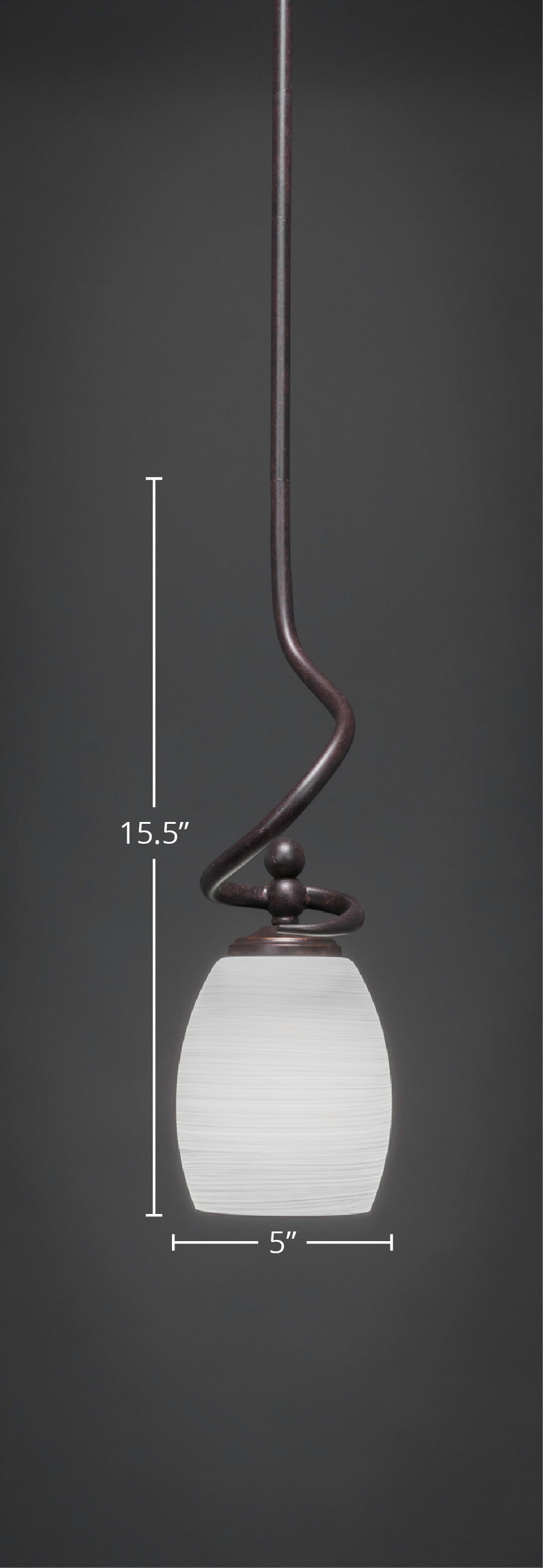 Capri One Light Mini Pendant in Dark Granite with 5" White Linen Shade