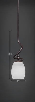 Capri One Light Mini Pendant in Dark Granite with 5" White Linen Shade