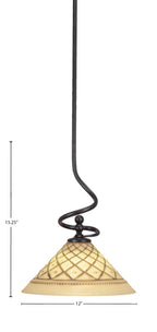 Capri One Light Mini Pendant in Dark Granite with 12" Chocolate Icing Shade