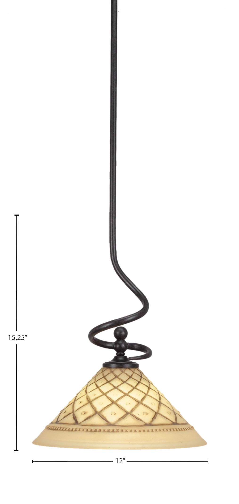 Capri One Light Mini Pendant in Dark Granite with 12" Chocolate Icing Shade
