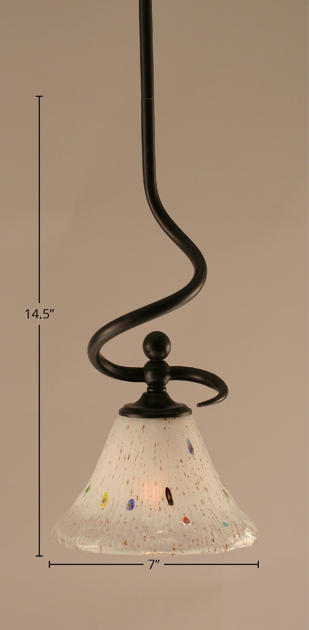 Capri One Light Mini Pendant in Dark Granite with 7" Frosted Crystal Shade