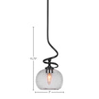 Capri One Light Mini Pendant in Matte Black with 7" Clear Bubble Shade