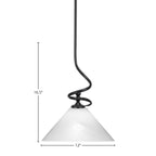 Capri One Light Mini Pendant in Matte Black with 12" White Marble Shade
