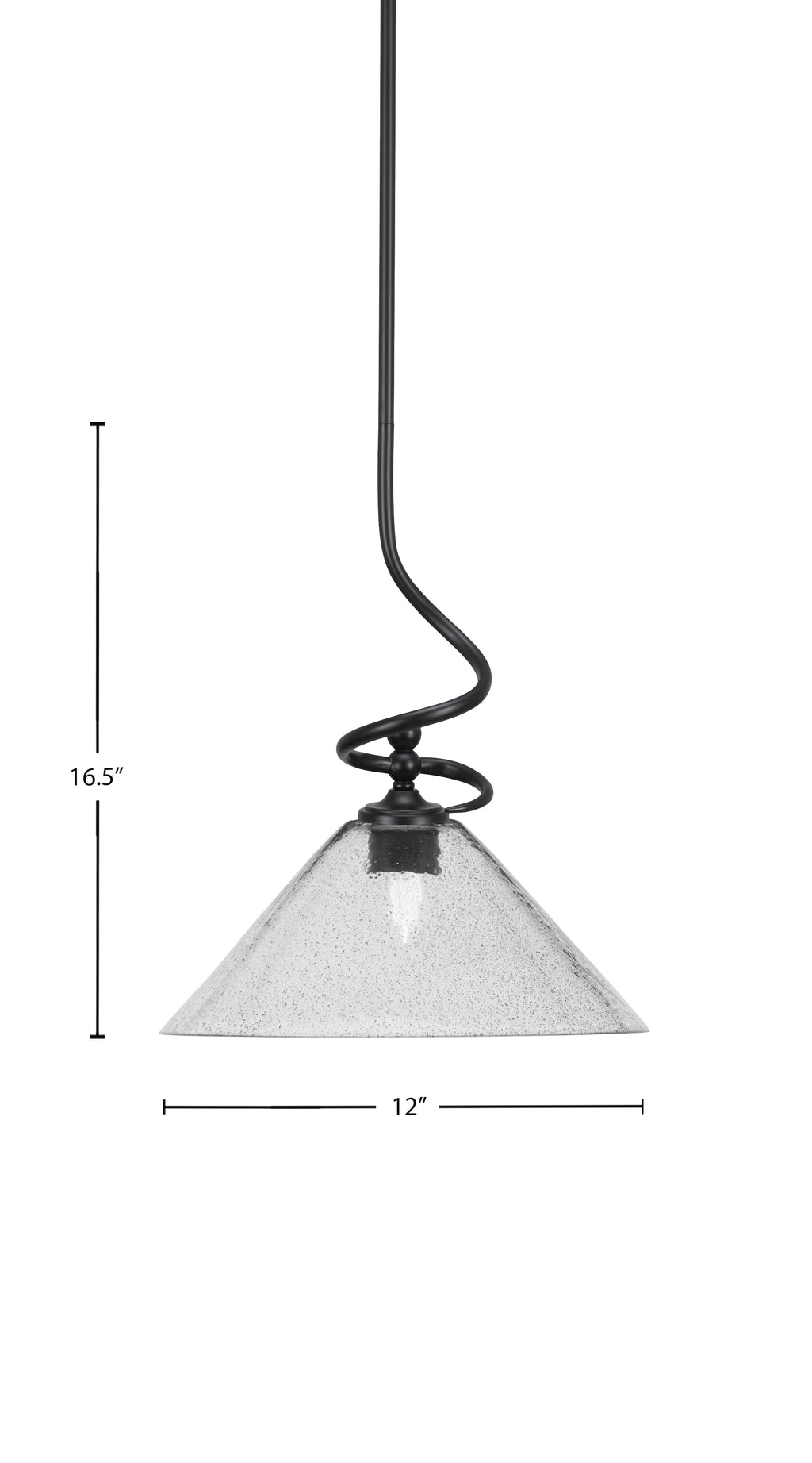 Capri One Light Mini Pendant in Matte Black with 12" Smoke Bubble Shade