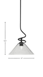 Capri One Light Mini Pendant in Matte Black with 12" Smoke Bubble Shade
