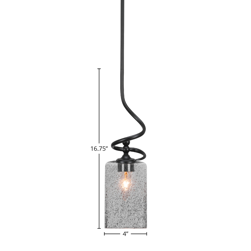 Capri One Light Mini Pendant in Matte Black with 4" Smoke Bubble Shade