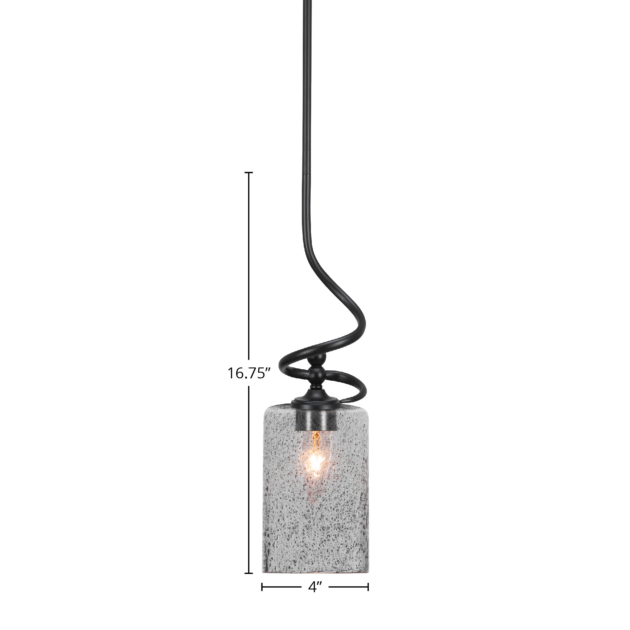 Capri One Light Mini Pendant in Matte Black with 4" Smoke Bubble Shade