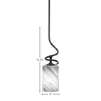 Capri One Light Mini Pendant in Matte Black with 4" Onyx Swirl Shade