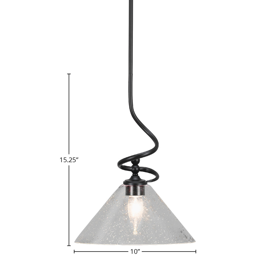 Capri One Light Mini Pendant in Matte Black with 10" Clear Bubble Shade