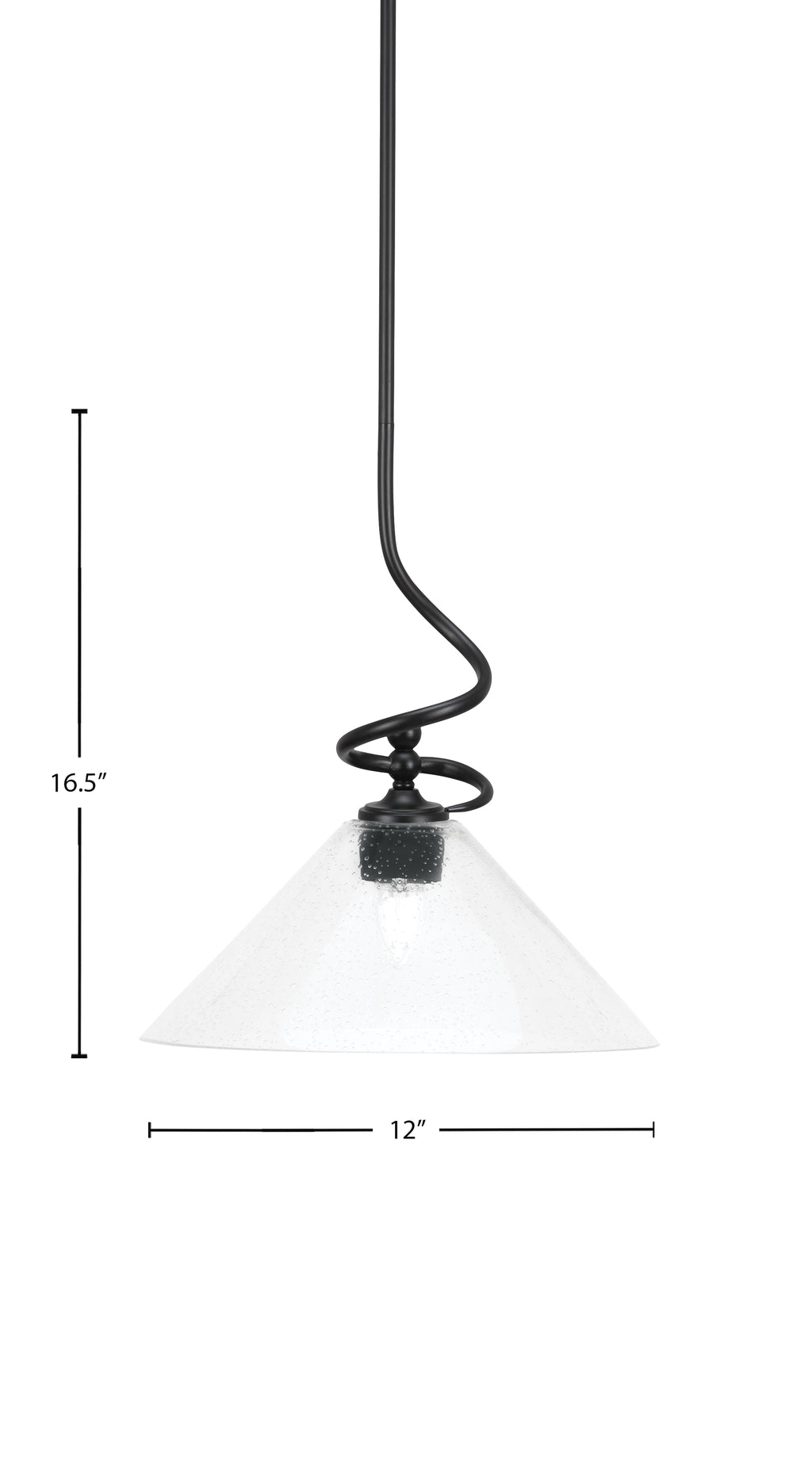 Capri One Light Mini Pendant in Matte Black with 12" Clear Bubble Shade