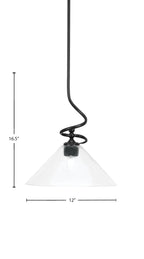 Capri One Light Mini Pendant in Matte Black with 12" Clear Bubble Shade