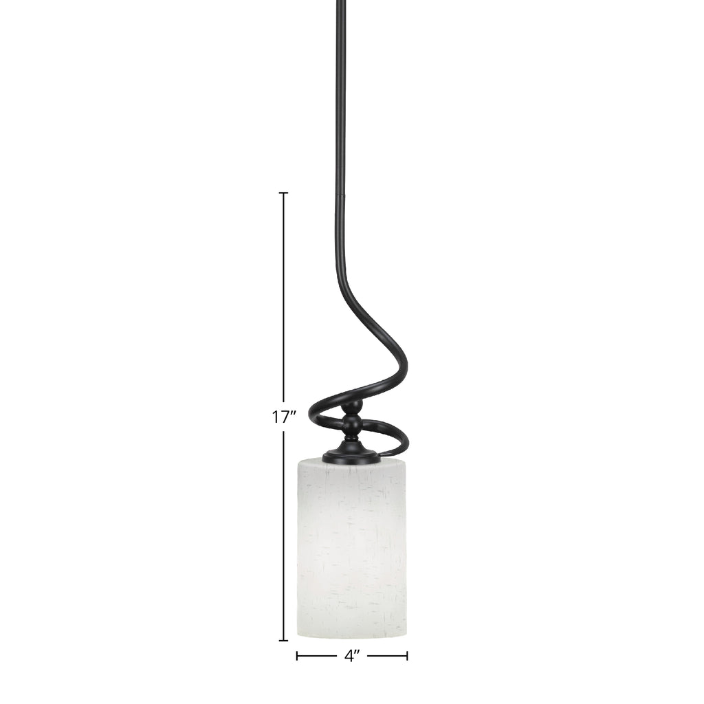 Capri One Light Mini Pendant in Matte Black with 4" White Muslin Shade