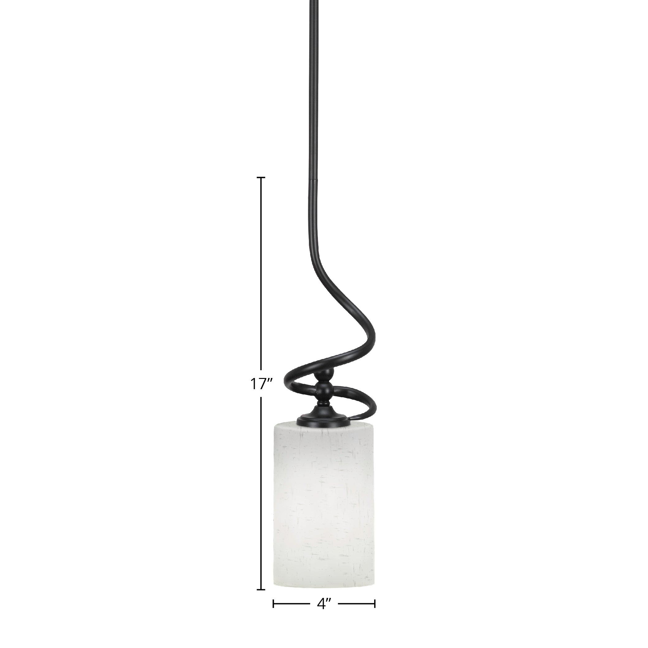 Capri One Light Mini Pendant in Matte Black with 4" White Muslin Shade