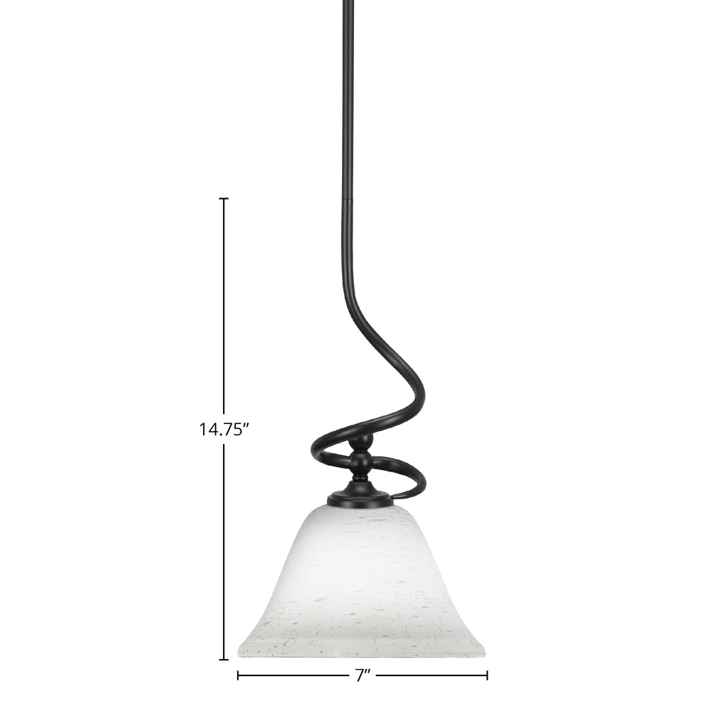 Capri One Light Mini Pendant in Matte Black with 7" White Muslin Shade