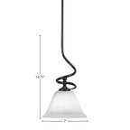 Capri One Light Mini Pendant in Matte Black with 7" White Muslin Shade