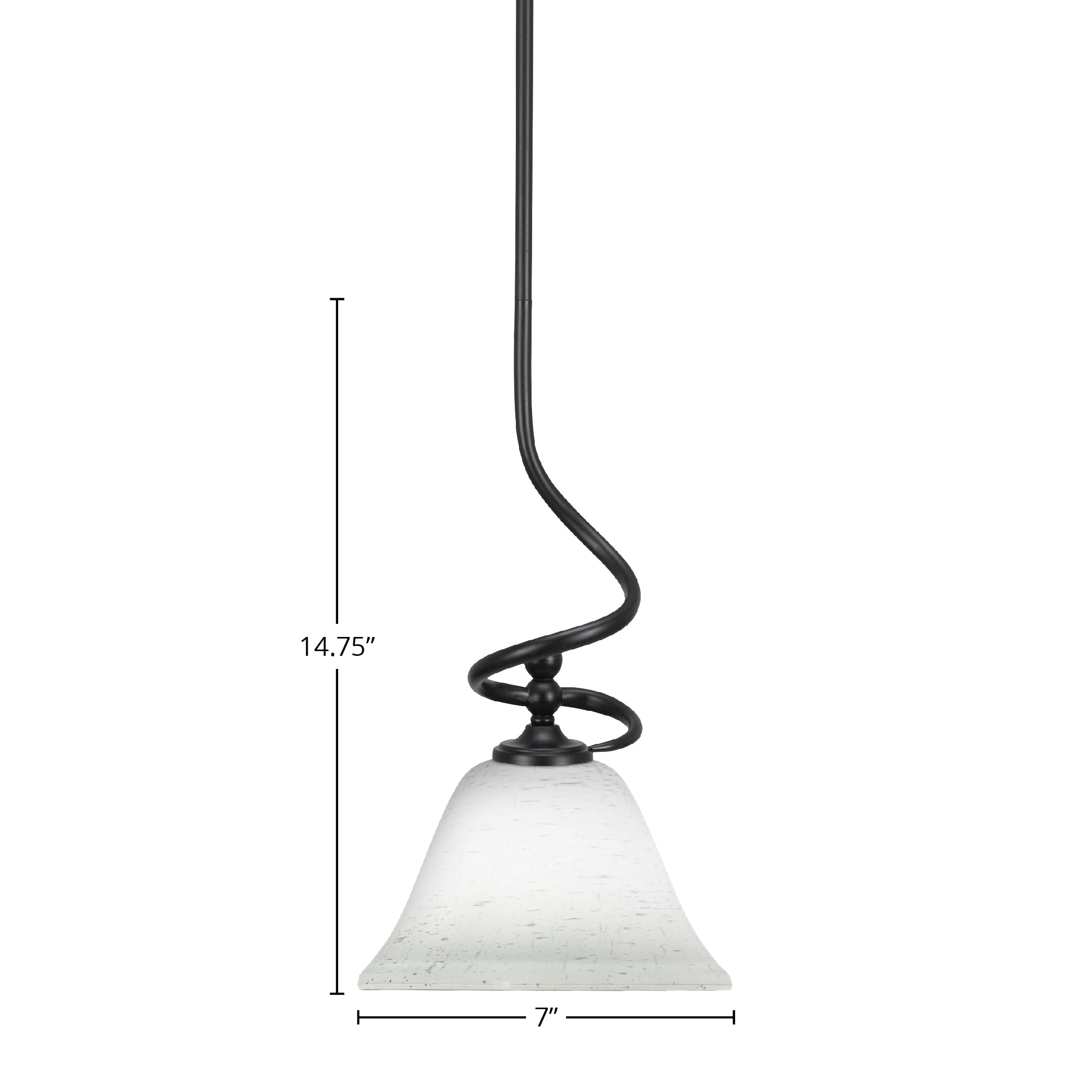 Capri One Light Mini Pendant in Matte Black with 7" White Muslin Shade