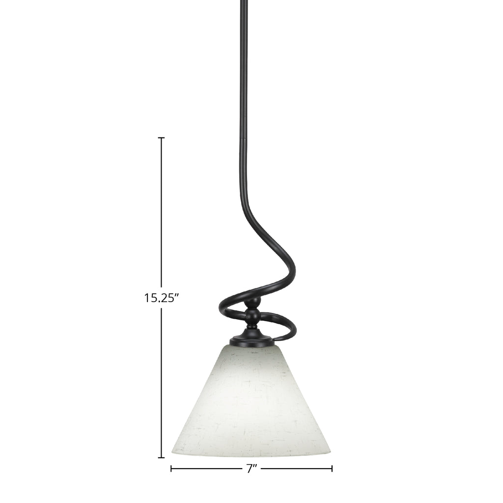 Capri One Light Mini Pendant in Matte Black with 7" White Muslin Shade