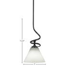Capri One Light Mini Pendant in Matte Black with 7" White Muslin Shade