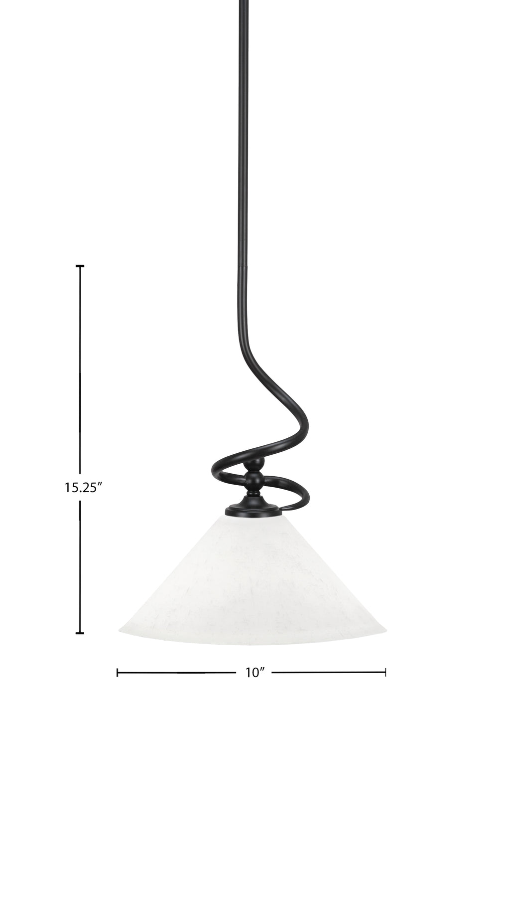 Capri One Light Mini Pendant in Matte Black with 10" White Muslin Shade