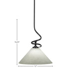 Capri One Light Mini Pendant in Matte Black with 12" White Muslin Shade