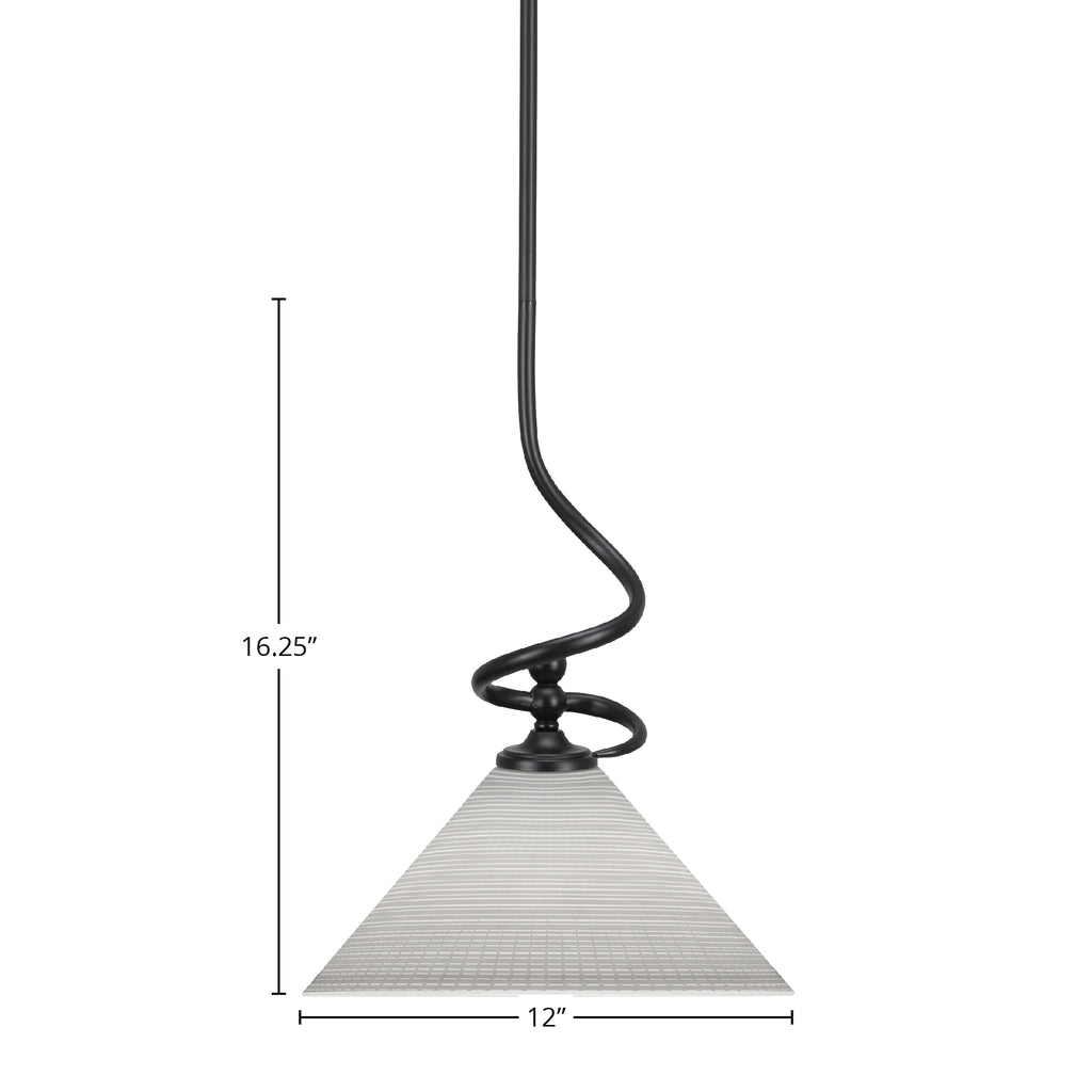 Capri One Light Mini Pendant in Matte Black with 12" White Matrix Shade