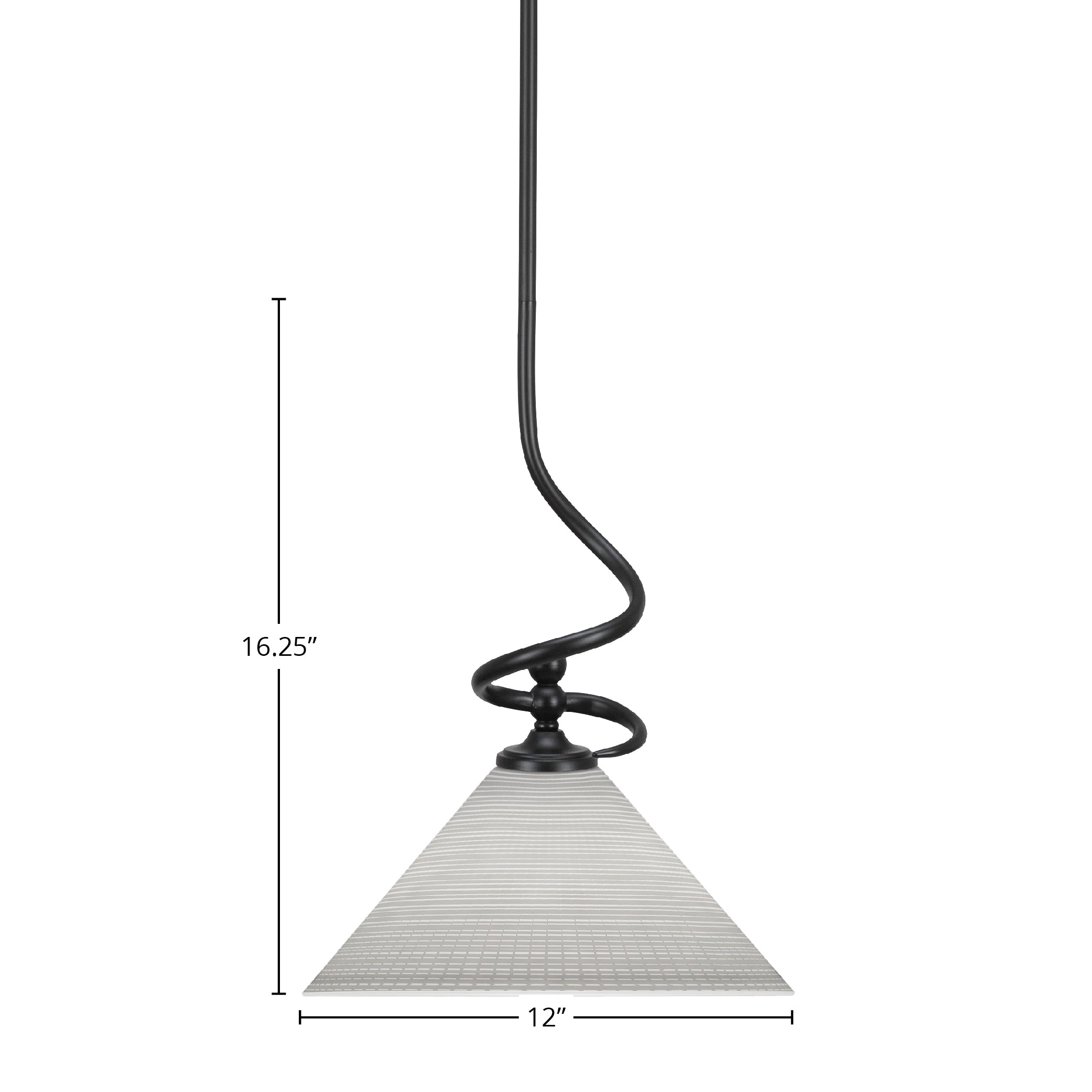 Capri One Light Mini Pendant in Matte Black with 12" White Matrix Shade