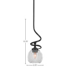 Capri One Light Mini Pendant in Matte Black with 5.75" Clear Bubble Shade