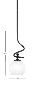 Capri One Light Mini Pendant in Matte Black with 5.75" White Marble Shade