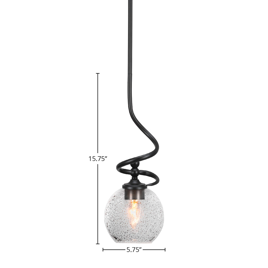 Capri One Light Mini Pendant in Matte Black with 5.75" Smoke Bubble Shade