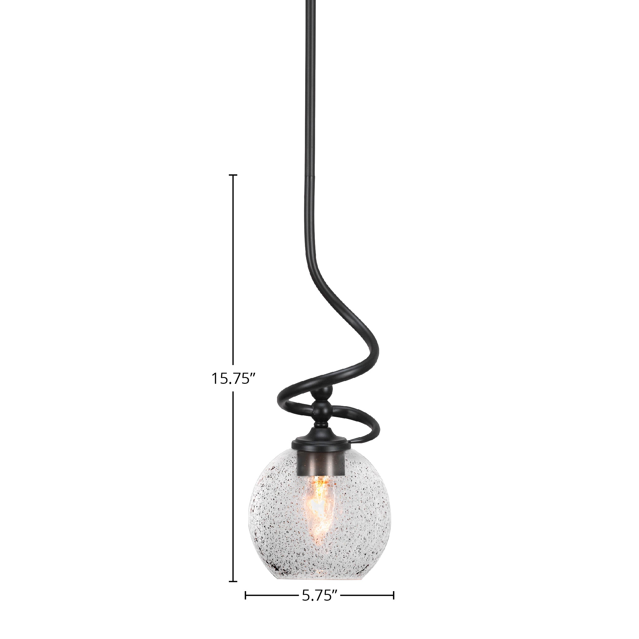 Capri One Light Mini Pendant in Matte Black with 5.75" Smoke Bubble Shade