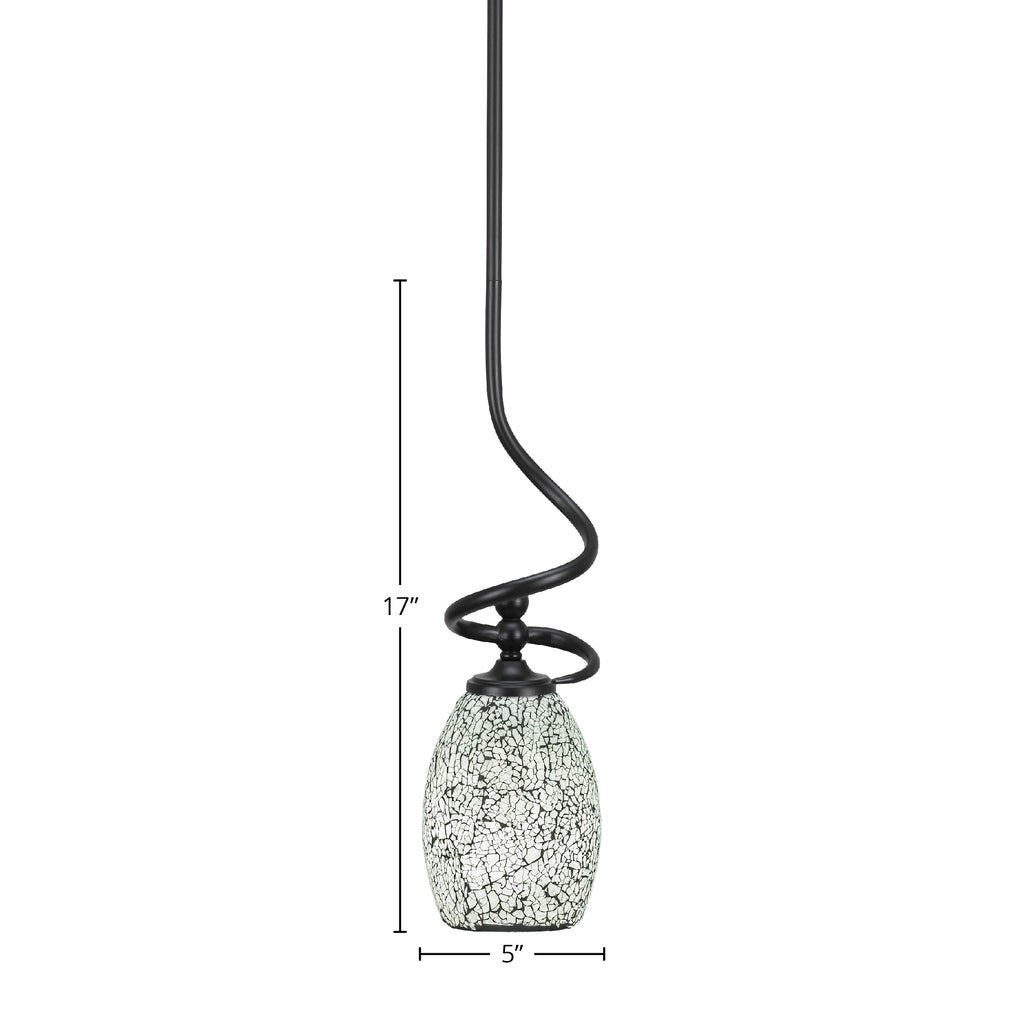 Capri One Light Mini Pendant in Matte Black with 5" Black Fusion Shade