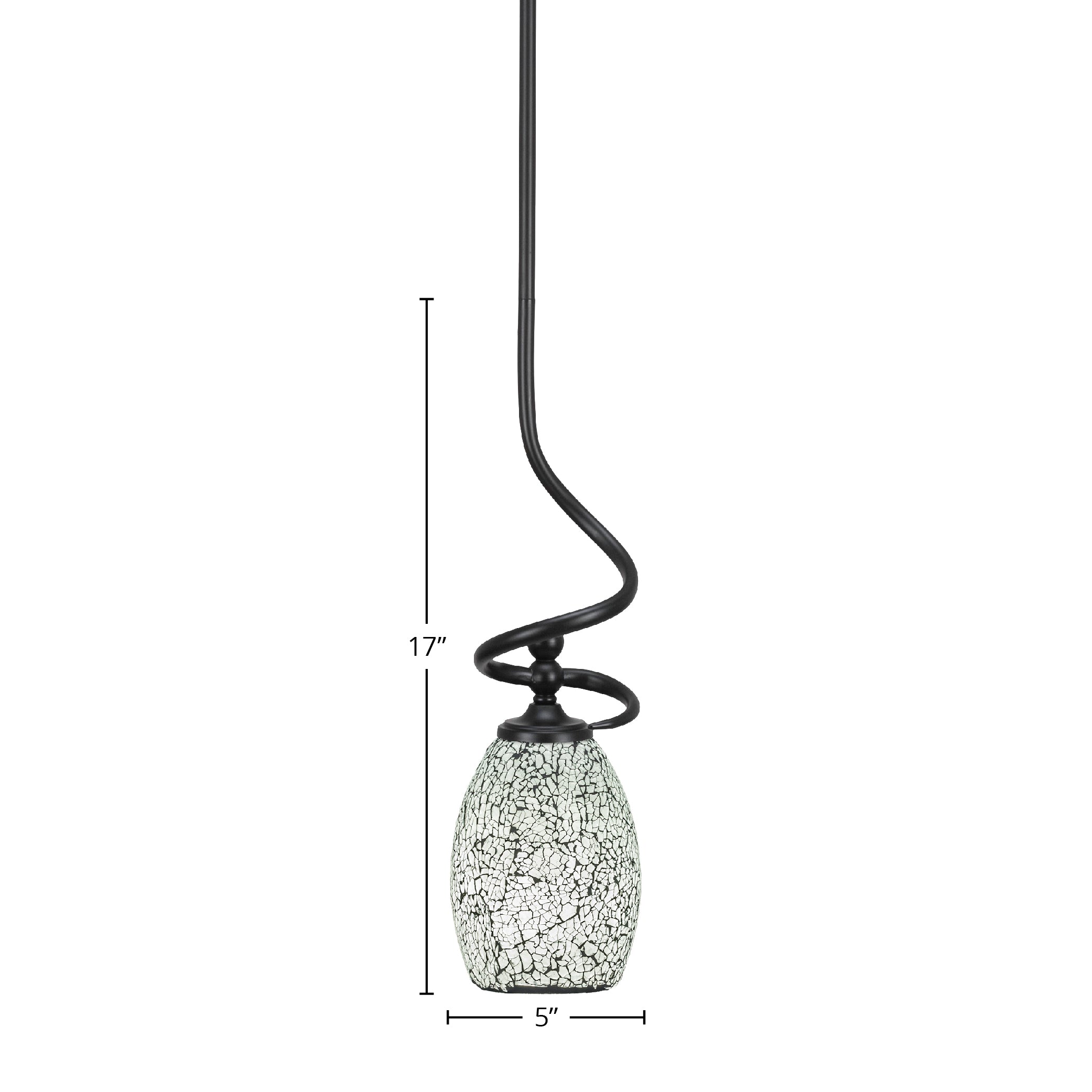 Capri One Light Mini Pendant in Matte Black with 5" Black Fusion Shade