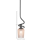Capri One Light Mini Pendant in Matte Black with 5" Silver Textured Shade