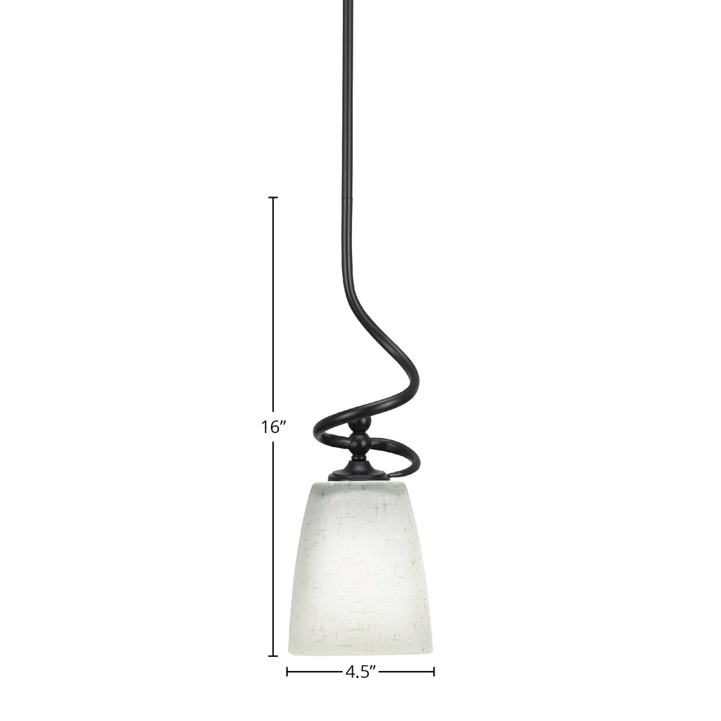 Capri One Light Mini Pendant in Matte Black with 4.5" Square White Muslin Shade